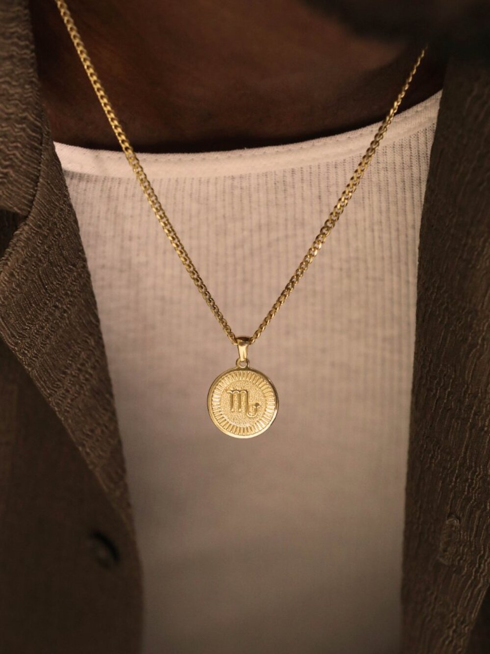Men's Gold Scorpio Pendant Necklace